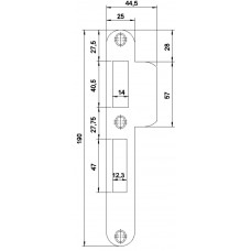 SLUITPLAAT VPM-4920/12 LINKS AFGEROND VERZINKT LANGE LIP