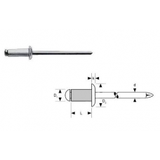 BLINDNIET ALUMINIUM/ STAAL BK 4.0X8 KLEMB 3.0-5.0MM PER DOOS