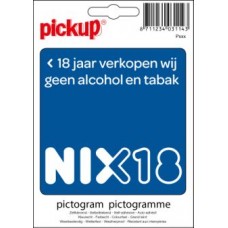 STICKER VERBODEN ALCOHOL EN TABAK NIX18 10X10CM