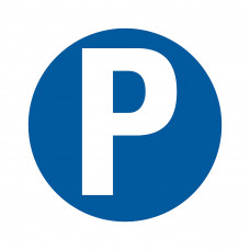 BORD KUNSTSTOF BLAUW PARKEREN "P" Ø300 MM